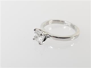 14K White Gold 0.96 CT F VS2 Genuine Cushion Diamond Engagement Ring Sz 4.75